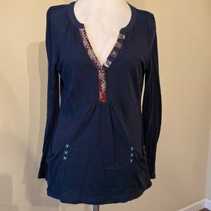 Anthropologie Navy 3/4 length sleeve tee